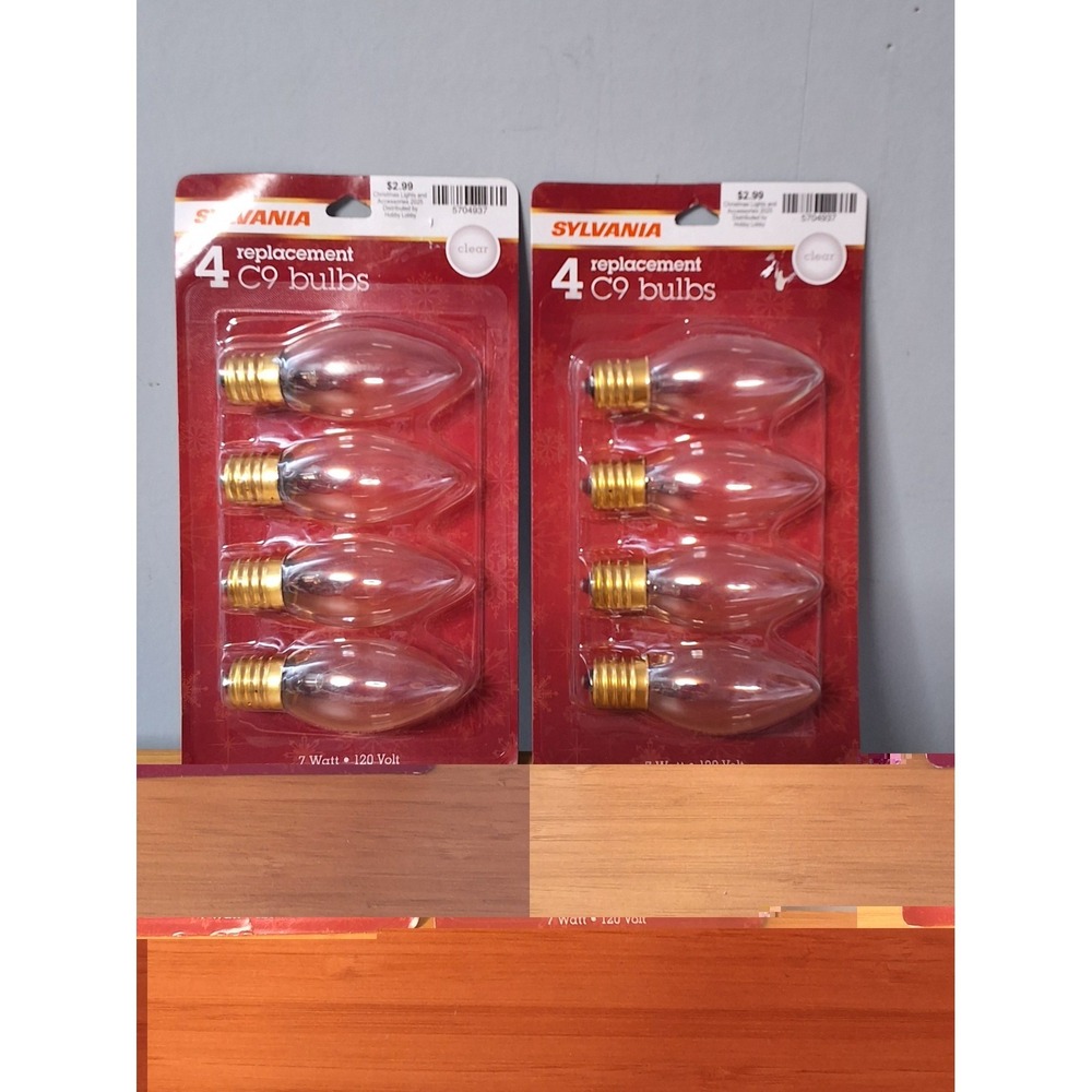 Sylvania 4 Pack Outdoor Incandescent C9 Replacement Bulbs. Clear, ‎ Lot Of 2 NEW